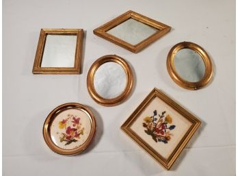 Small Assortment Of Vintage Mirrors And Small Dried Flower All Made In Italy And Austria