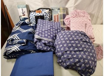 Assortment Of New Bedding & More - Including XL Twin, Curtains & Wall Decal Decor, Tommy Hilfiger & PB Dorm