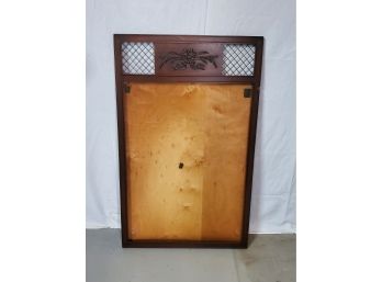 Mid Century Modern Ornate Mirror Or Picture Frame With Decorative Carved Relief & Wire Top