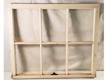 Vintage Six Over Six White Painted Wood Window Sash