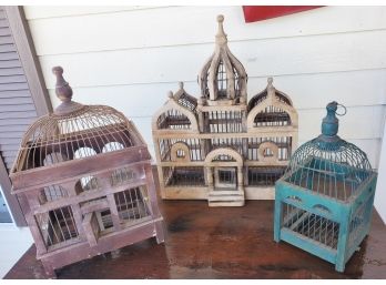 Nice Mix Of Vintage Wood & Wire Bird Cages