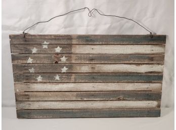 Primitive Rustic Wood Slat Painted Flag Wall Hanging