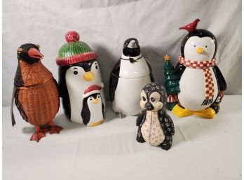 Mixed Lot Of Adorable Penguins - Cookie Jars, Figurines, And More