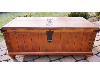 Vintage Carved Wood Coffee Table - Storage Chest - Needs Lid Repaired - See Description