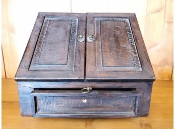 Vintage Rustic Desk Organizer With Antiqued Brass Finish Hardware