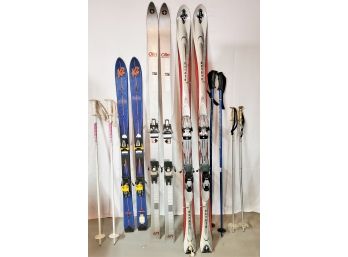 Vintage Group Of Three Snow Skis And Poles From K2 & Olin