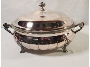 Vintage King's Plate Silver Plate Casserole Dish With Glass Insert