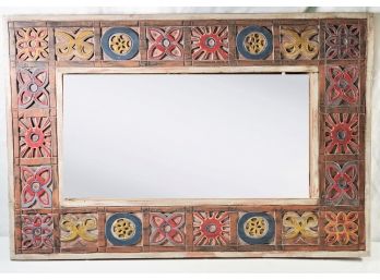 Really Cool Mexican / Tribal Look Hand Carved Wall Mirror