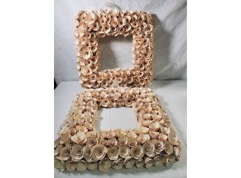 Two Really Cool Square Wood Curl Flower Wreaths