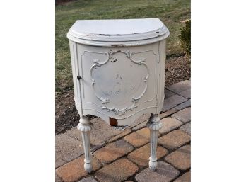 Antique Wood Painted White Telephone Table