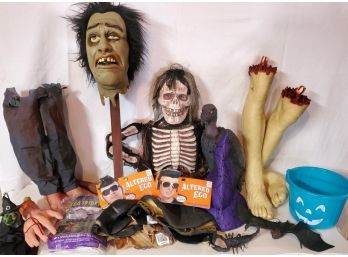 Halloween Lot 2 - Halloween Props And Decor, Severed Heads, Legs, Bats, Witch And More