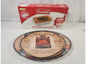 New Campbell's Green Bean Casserole Dish & Non Stick Turkey Lifter