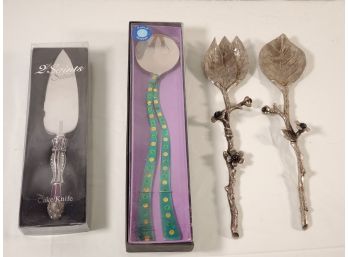 Assortment Of Entertaining Serving Utensils With Cake Knife And Salad Servers