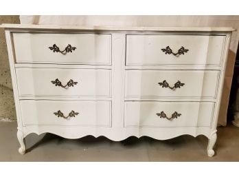 Vintage White French Provincial Six Drawer Small Dresser