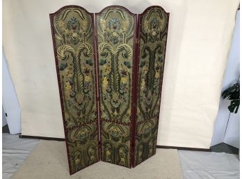 Handpainted Three Panel Folding Screen