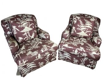 Custom Oversized Chinoiserie Armchairs - A Pair