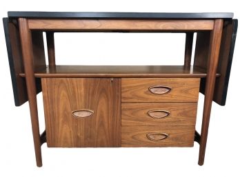 MCM Teak Bar Side Table With Drop Down Leaves