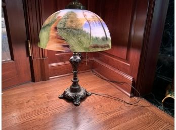 Stunning Landscape Scene Glass Dome Shade Table Lamp