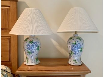 Pair Of Patton Handmade Stoneware Pottery Table Lamps
