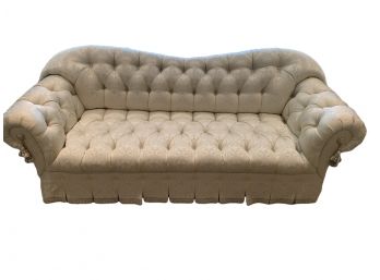 Stark Furniture Immaculate Chesterfield Style Camel Back Sofa With White On White Upholstery, Paid $5500