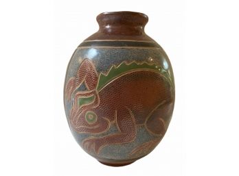 Vintage Glazed Ceramic Lizzard Vase  8' Tall