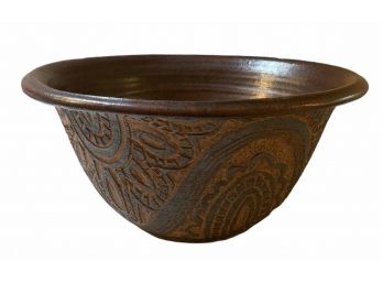 Gorgeous 1976  Studio Pottery Paisley Bowl By Leslie Ehrlich 13' X 6'
