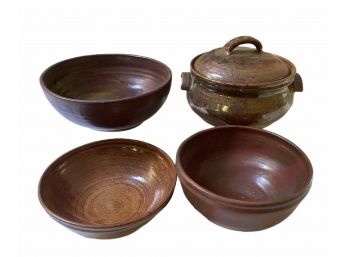 Studio Pottery Lot 'K' - Covered Casserole + Bowls