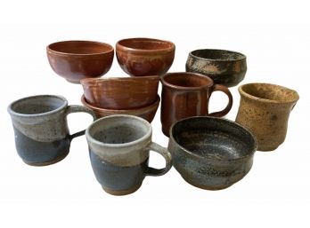 Studio Pottery Lot 'T' - Assorted Mugs & Bowls