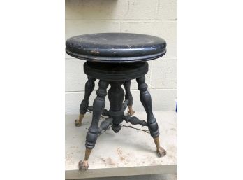 Antique Piano Stool W/ Claw Feet Clasping Glass Balls