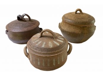 Studio Pottery Lot 'H' - Trio Of Covered Casseroles