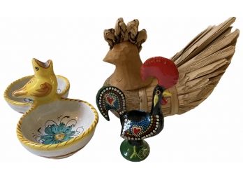 Portuguese Rooster, Bird Olive Dish +++