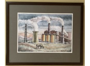 Signed Original Watercolor & Ink  'Peaceful Co-Exitence'  (J)