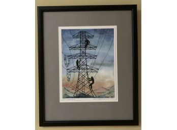 Signed Original Lithograph From Watercolor & Ink 'Jungle Gym'' (X)