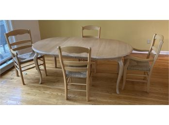 Ethan Allen Dining Room Table & Four Italian  Chairs W/ Rush Seats