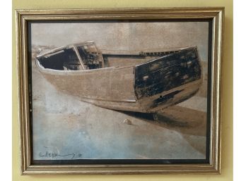 Signed Original Watercolor & Ink Artist Proof 'Boat'  (#1)