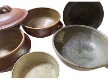 Studio Pottery Lot 'V' - Covered Casserole & Other Bowls & Servers