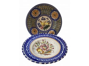 Italian Hand Painted Shallow Bowl & Wall Plate
