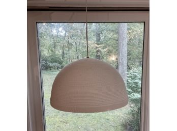 Vintage MCM 1970s Woven Fabric Shade - Hanging Lamp