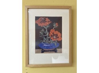 Framed Print Of Flowers In Blue Bowl