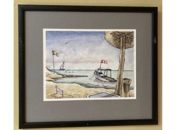 'Beach'  (#20) Watercolor And India Ink Print