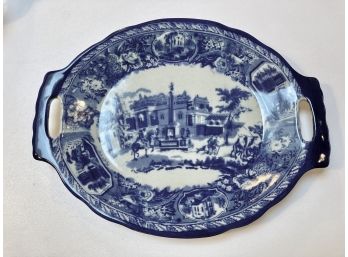 Antique 12' Flow Blue Oval Platter