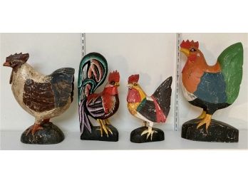 Four Primitive Indonesian Wood Chickens & Rooster