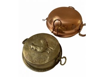 New Copper Clad Portugese Fish Poacher + Old Brass Mold