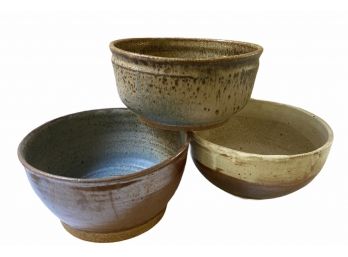 Studio Pottery Lot 'J' - Wow! Three Very Nice 10' Bowls