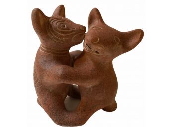 Vintage Hugging Cats-  Fine Pottery Figurine From Mexico