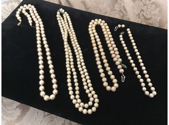 Four Faux Vintage Pearl Necklaces