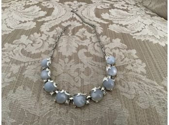 Blue Cabuchon And Clear Rhinestone Necklace - Lot #21