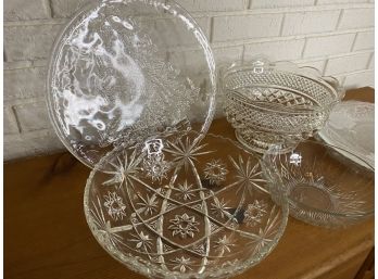 Cut & Pressed Glass Bowls / Trays
