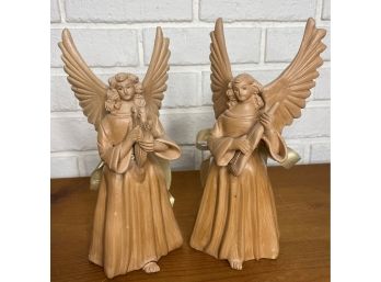 Vintage Winged Terracotta Angels, Candle Holders