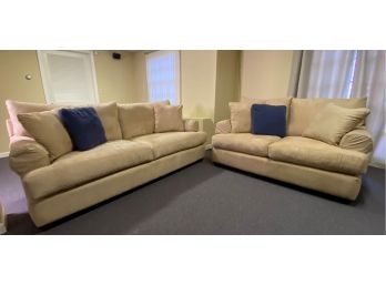 Matching Sofa & Loveseat In Fawn Microsuede